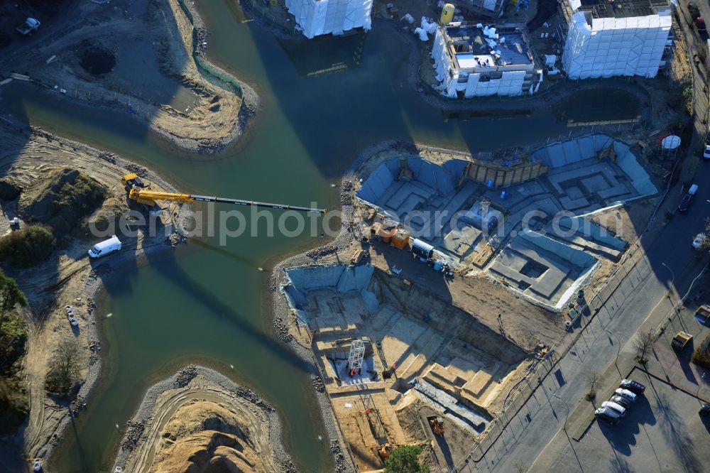 Aerial image Berlin - Building construction residential complex Five morning Dahlem Urban Village of STOFANEL group in Berlin