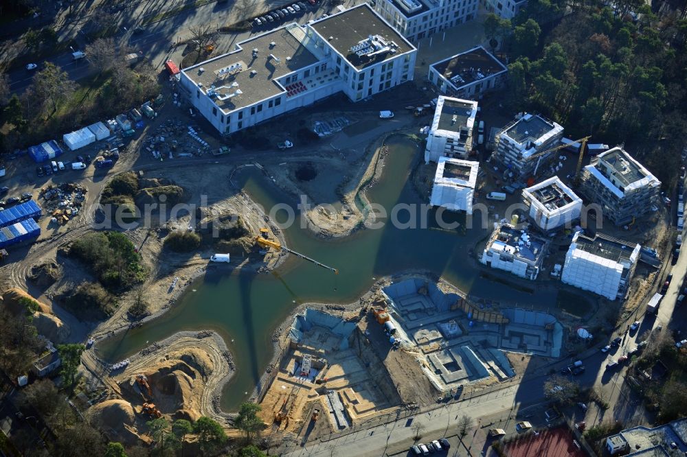 Berlin from above - Building construction residential complex Five morning Dahlem Urban Village of STOFANEL group in Berlin