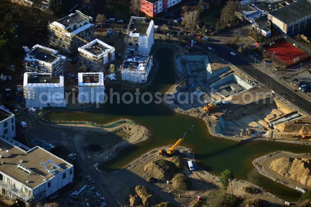 Aerial photograph Berlin - Building construction residential complex Five morning Dahlem Urban Village of STOFANEL group in Berlin