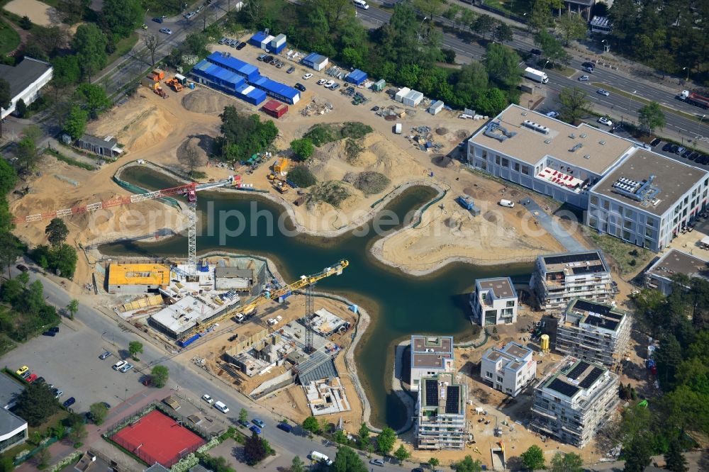 Berlin Dahlem from the bird's eye view: Building construction residential complex Five morning Dahlem Urban Village of STOFANEL group in Berlin