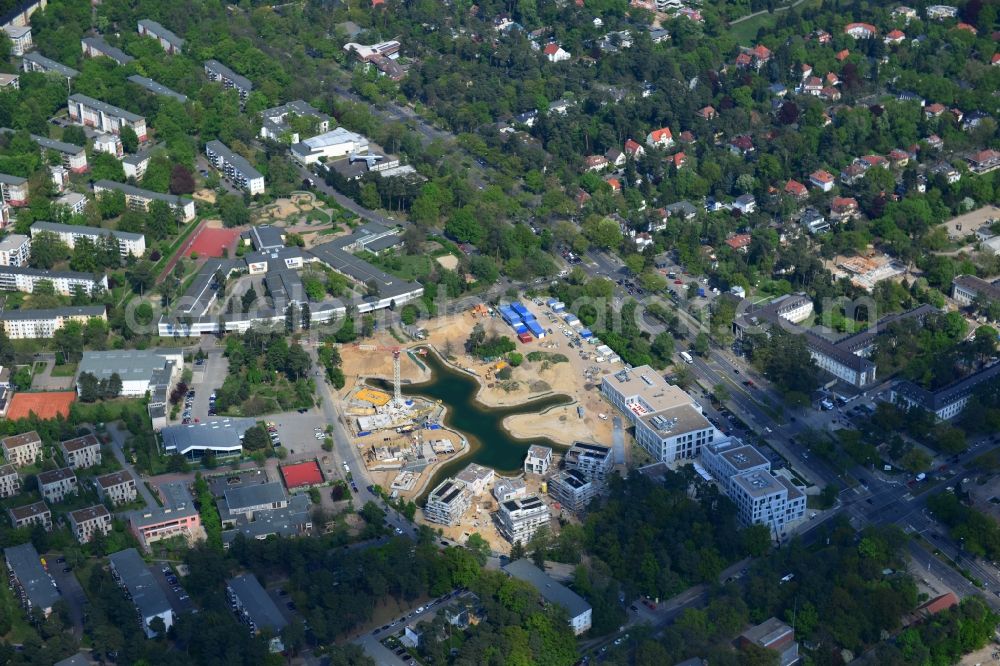 Aerial photograph Berlin Dahlem - Building construction residential complex Five morning Dahlem Urban Village of STOFANEL group in Berlin