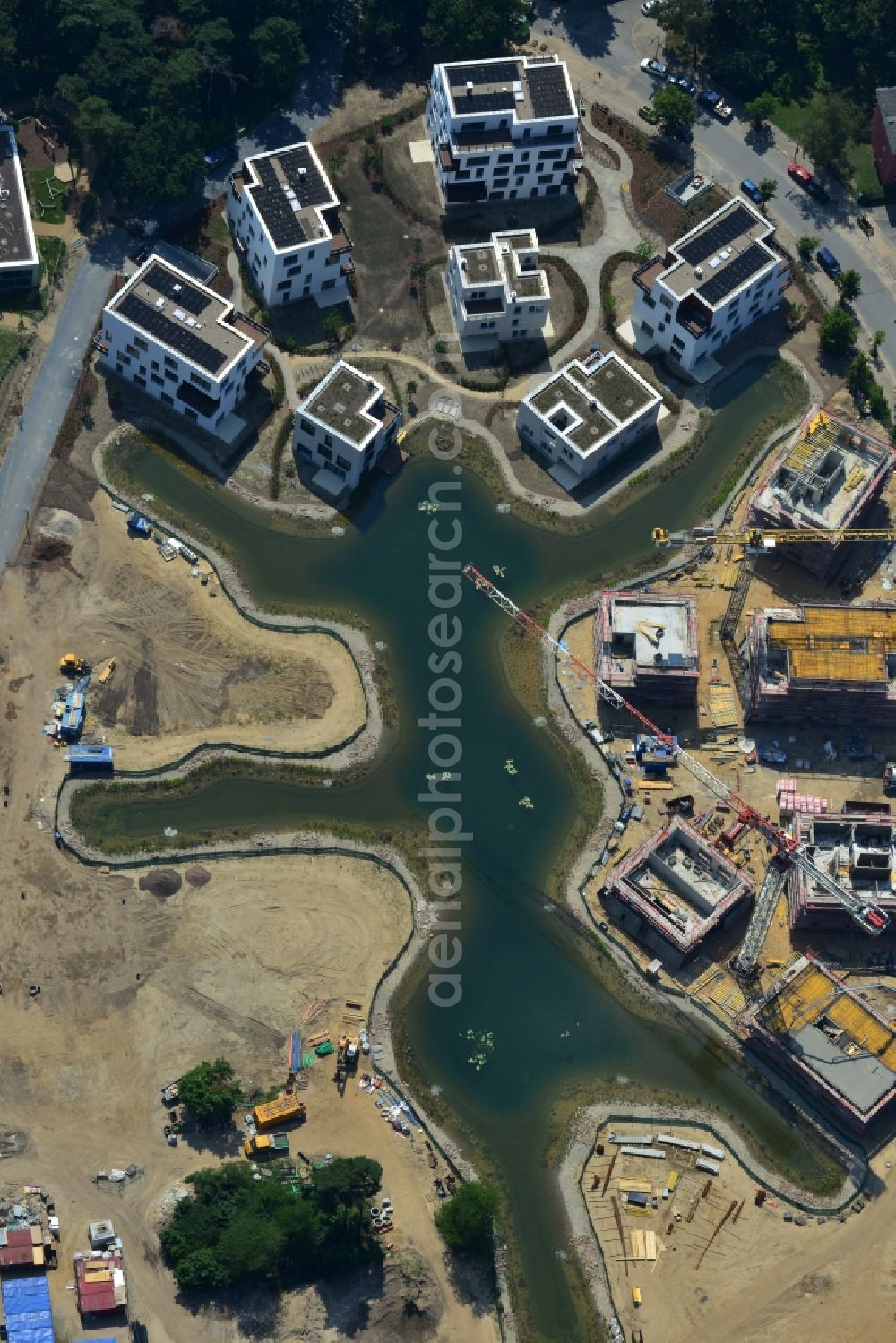 Aerial image Berlin - Building construction residential complex Five morning Dahlem Urban Village of STOFANEL group in Berlin