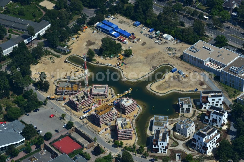 Berlin from the bird's eye view: Building construction residential complex Five morning Dahlem Urban Village of STOFANEL group in Berlin