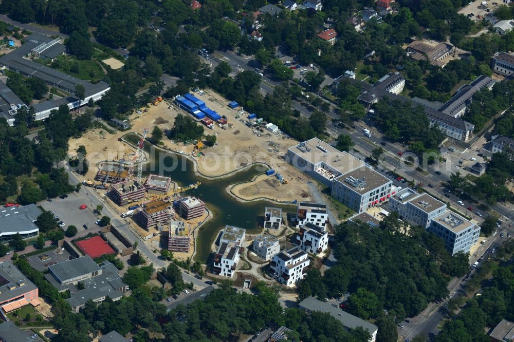 Aerial photograph Berlin - Building construction residential complex Five morning Dahlem Urban Village of STOFANEL group in Berlin