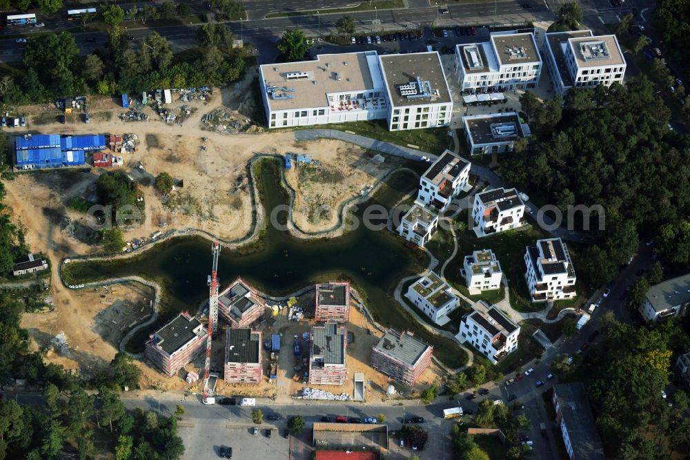 Berlin from the bird's eye view: Building construction residential complex Five morning Dahlem Urban Village of STOFANEL group in Berlin