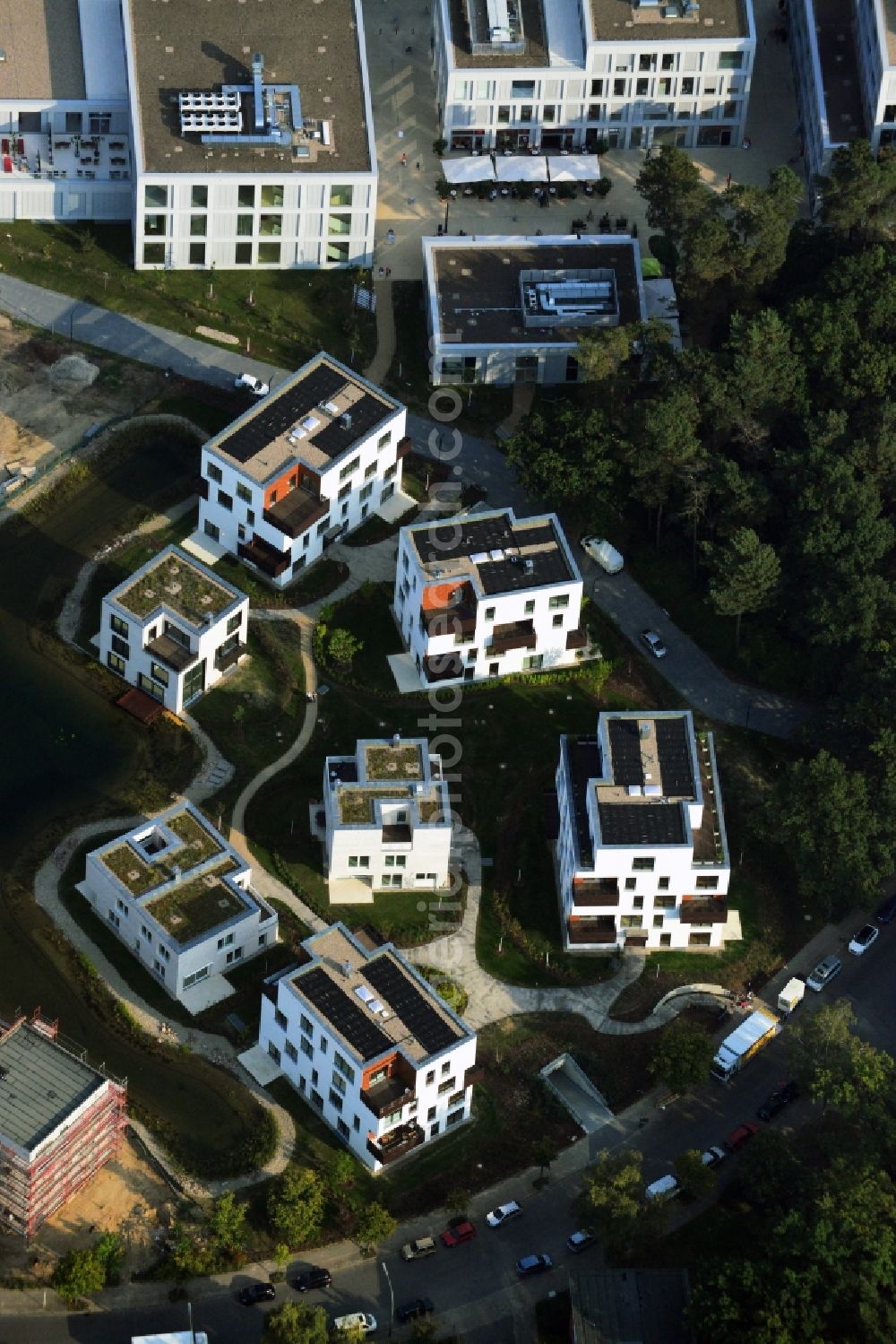 Aerial image Berlin - Building construction residential complex Five morning Dahlem Urban Village of STOFANEL group in Berlin