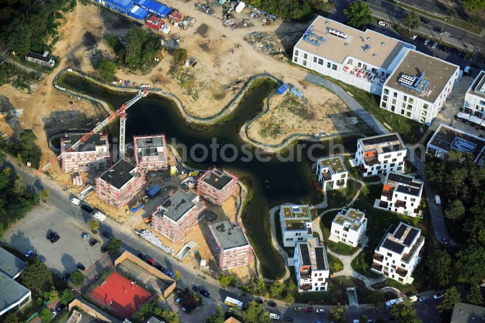 Berlin from the bird's eye view: Building construction residential complex Five morning Dahlem Urban Village of STOFANEL group in Berlin