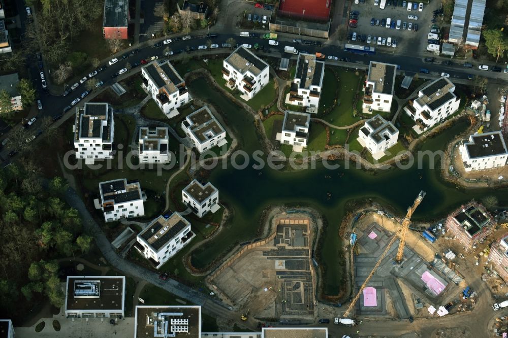 Berlin from the bird's eye view: Building construction residential complex Five morning Dahlem Urban Village of STOFANEL group in Berlin