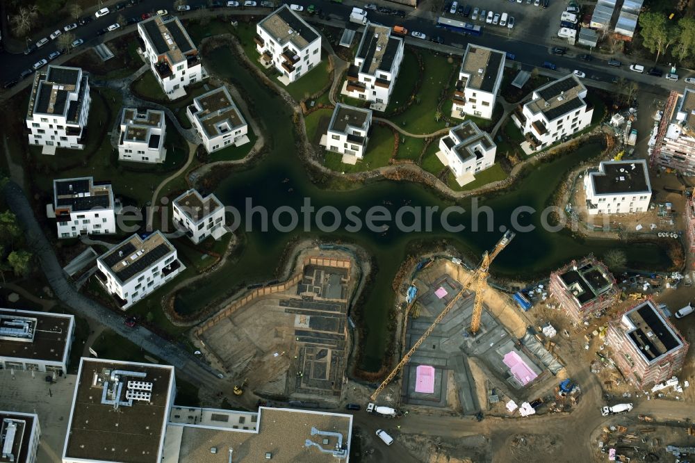 Aerial image Berlin - Building construction residential complex Five morning Dahlem Urban Village of STOFANEL group in Berlin