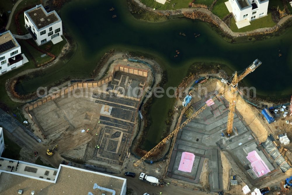 Aerial photograph Berlin - Building construction residential complex Five morning Dahlem Urban Village of STOFANEL group in Berlin