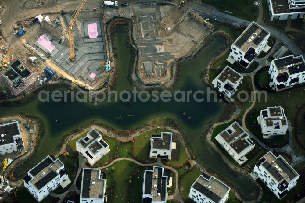 Berlin from the bird's eye view: Building construction residential complex Five morning Dahlem Urban Village of STOFANEL group in Berlin