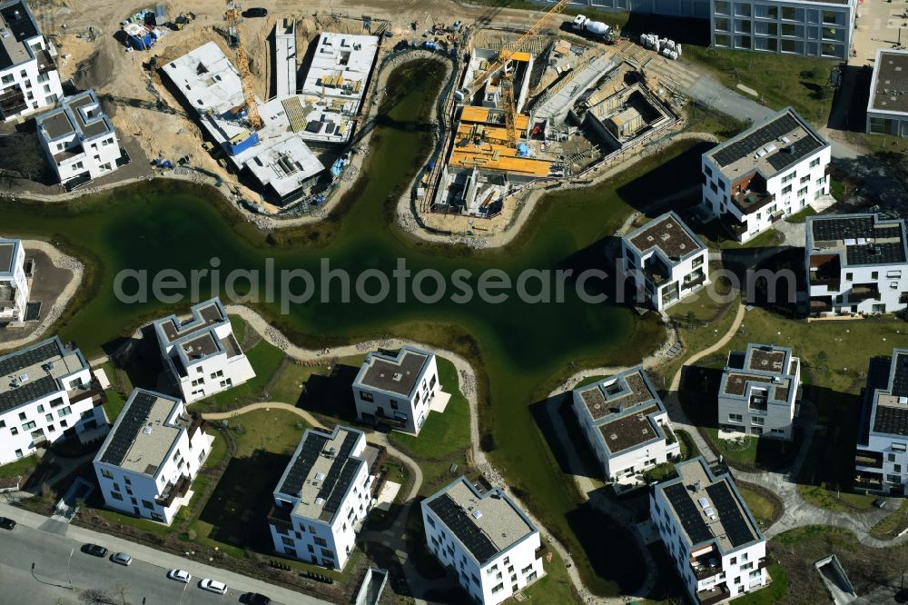 Aerial image Berlin - Building construction residential complex Five morning Dahlem Urban Village of STOFANEL group in Berlin