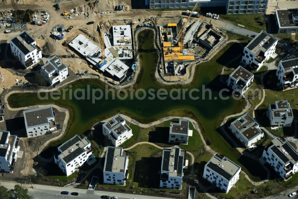 Aerial photograph Berlin - Building construction residential complex Five morning Dahlem Urban Village of STOFANEL group in Berlin