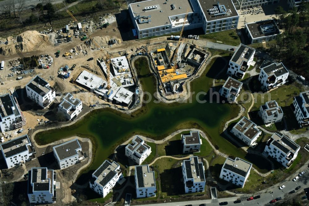 Berlin from above - Building construction residential complex Five morning Dahlem Urban Village of STOFANEL group in Berlin