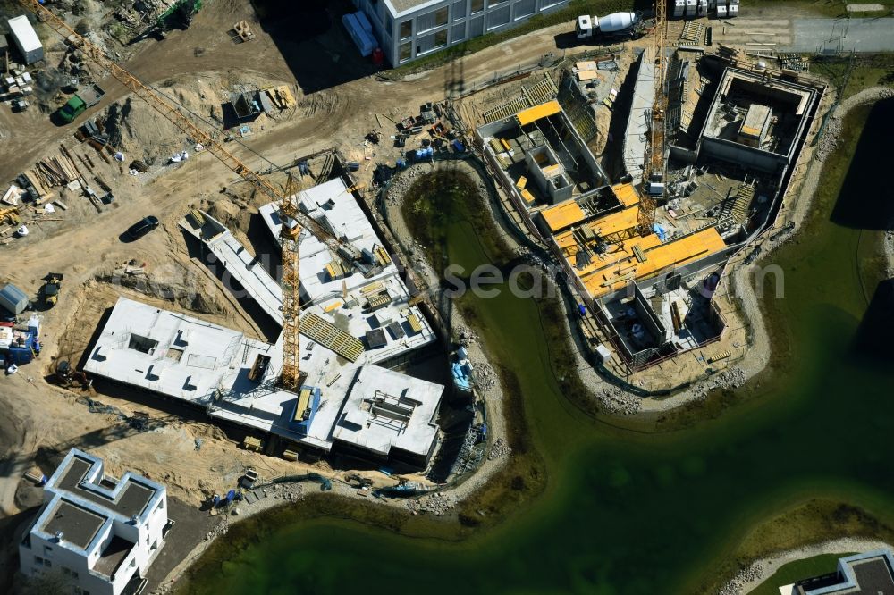 Berlin from the bird's eye view: Building construction residential complex Five morning Dahlem Urban Village of STOFANEL group in Berlin