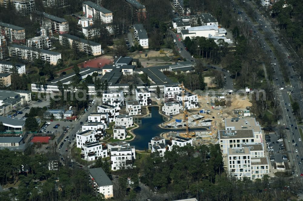 Berlin from the bird's eye view: Building construction residential complex Five morning Dahlem Urban Village of STOFANEL group in Berlin