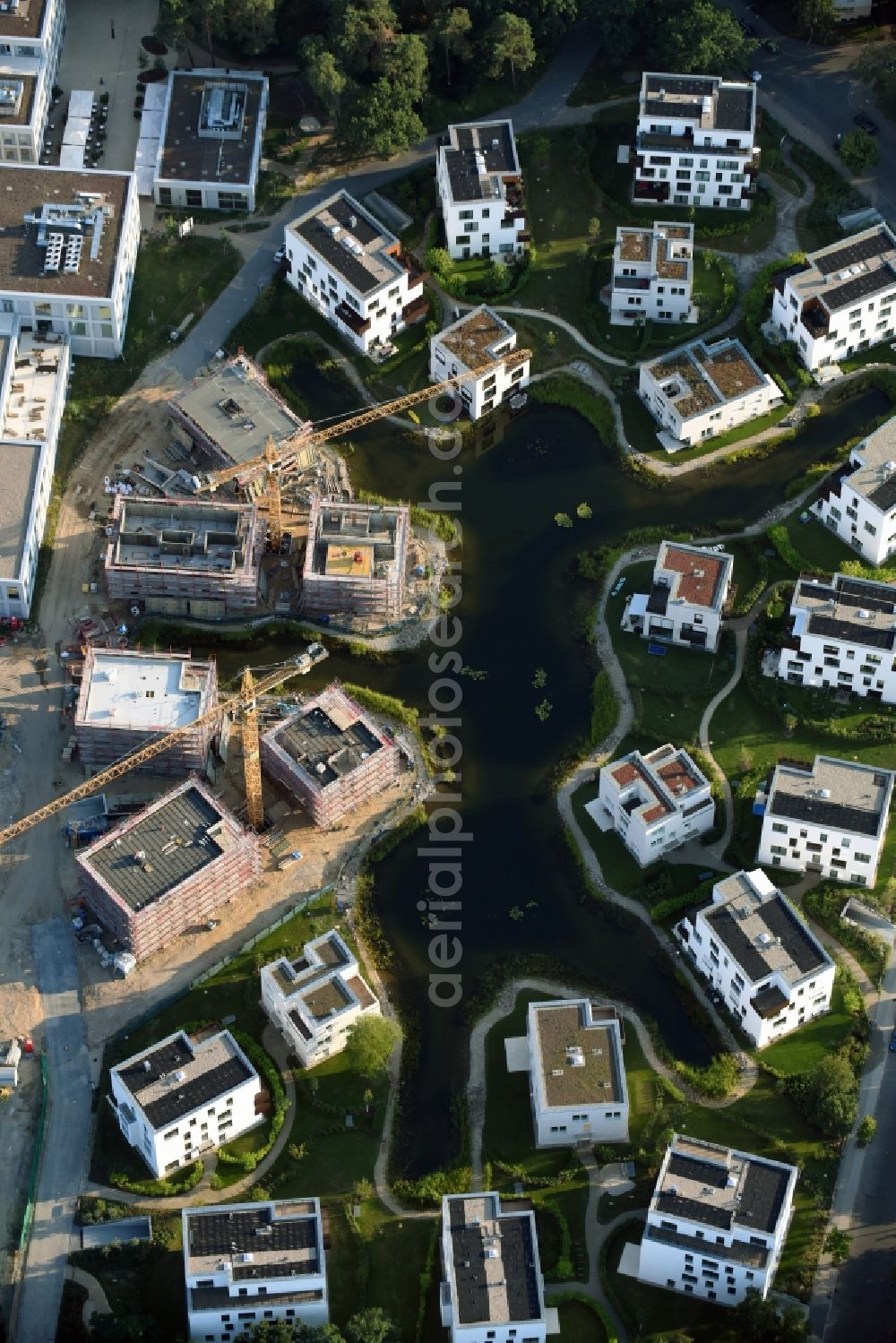 Berlin from the bird's eye view: Building construction residential complex Five morning Dahlem Urban Village of STOFANEL group in Berlin