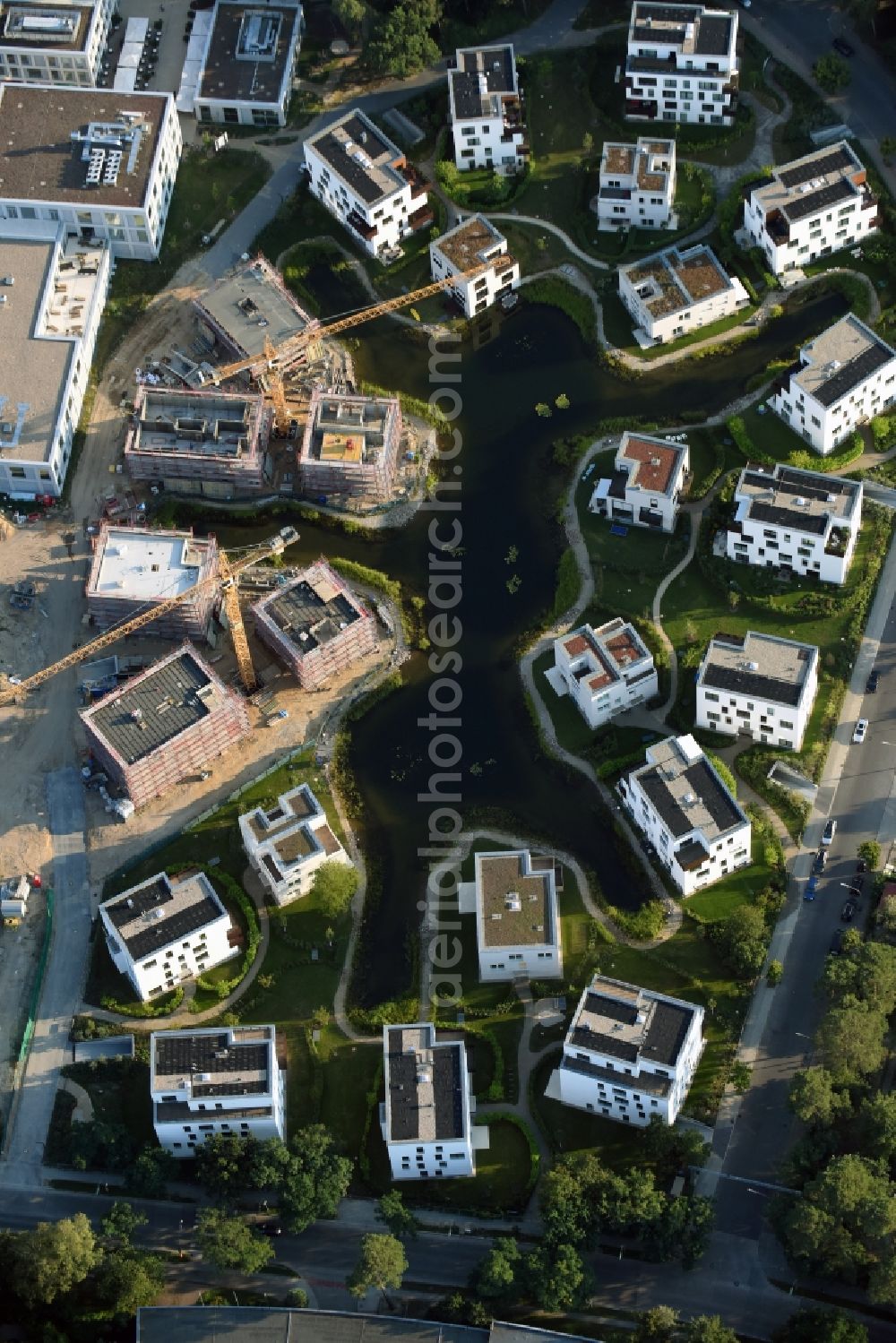 Aerial image Berlin - Building construction residential complex Five morning Dahlem Urban Village of STOFANEL group in Berlin