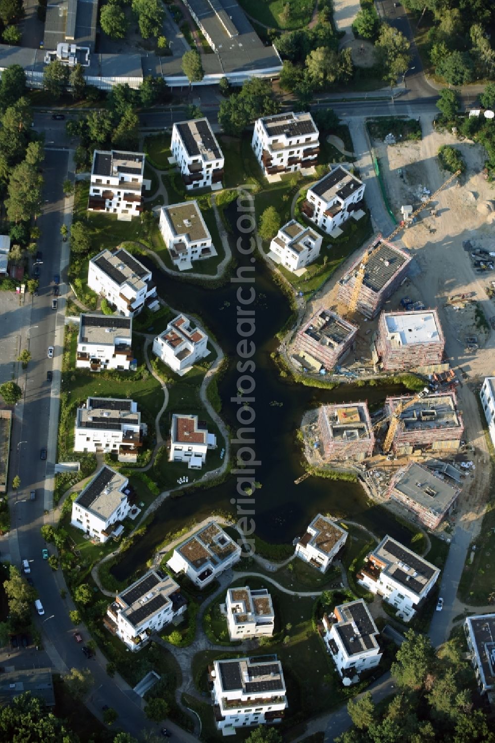 Aerial image Berlin - Building construction residential complex Five morning Dahlem Urban Village of STOFANEL group in Berlin