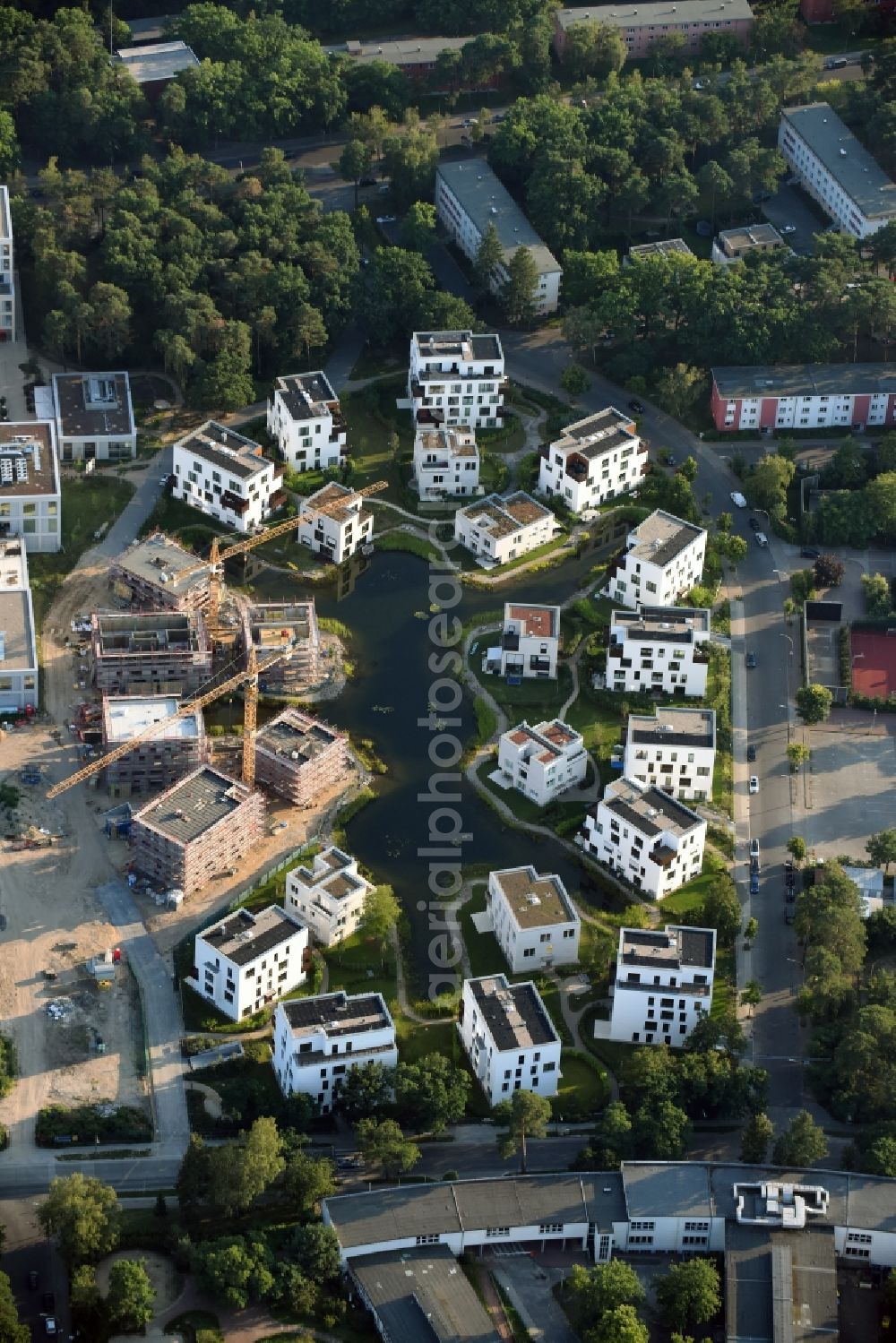 Aerial image Berlin - Building construction residential complex Five morning Dahlem Urban Village of STOFANEL group in Berlin