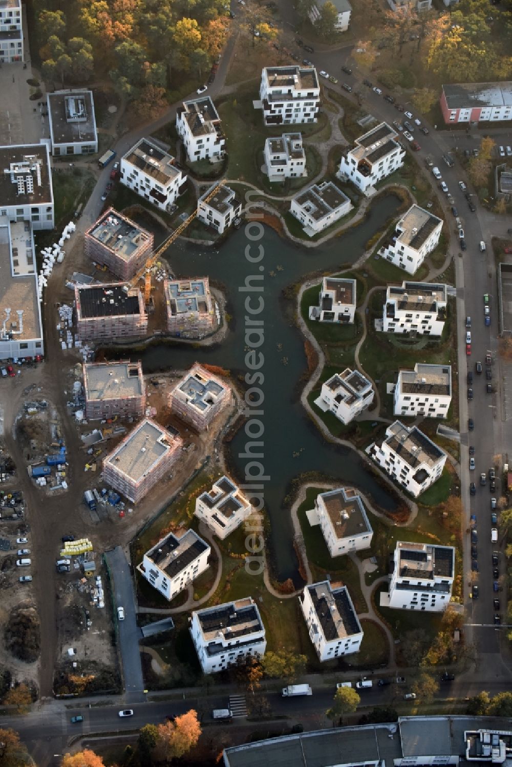 Berlin from above - Building construction residential complex Five morning Dahlem Urban Village of STOFANEL group in Berlin