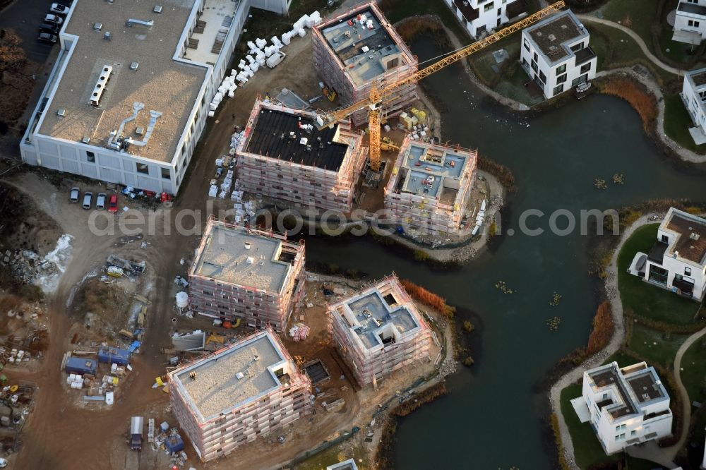 Aerial image Berlin - Building construction residential complex Five morning Dahlem Urban Village of STOFANEL group in Berlin