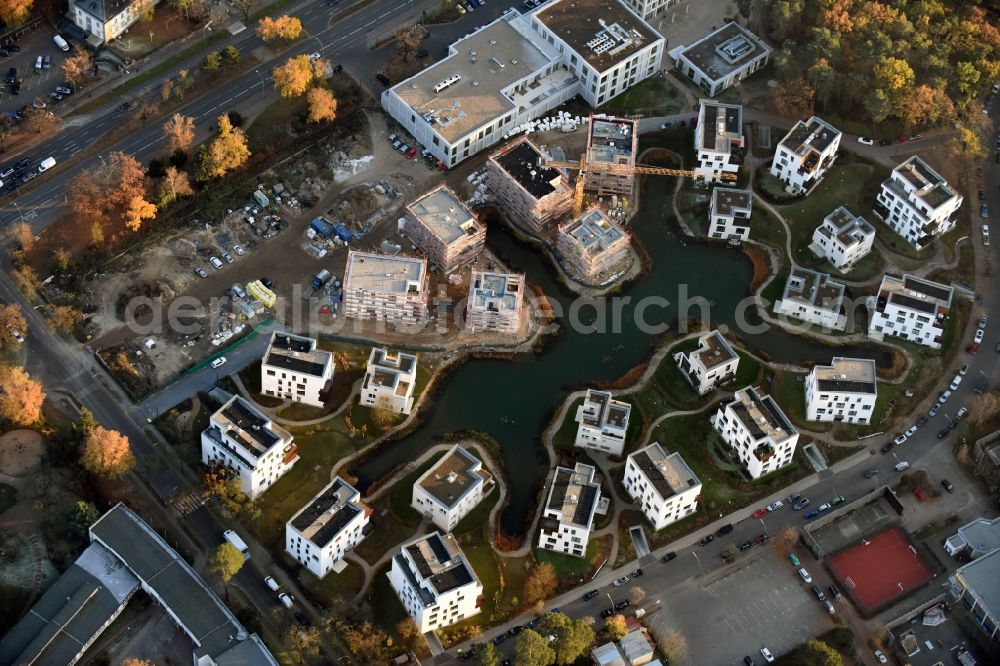 Berlin from the bird's eye view: Building construction residential complex Five morning Dahlem Urban Village of STOFANEL group in Berlin