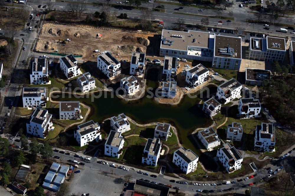 Berlin from the bird's eye view: Building construction residential complex Five morning Dahlem Urban Village of STOFANEL group in Berlin