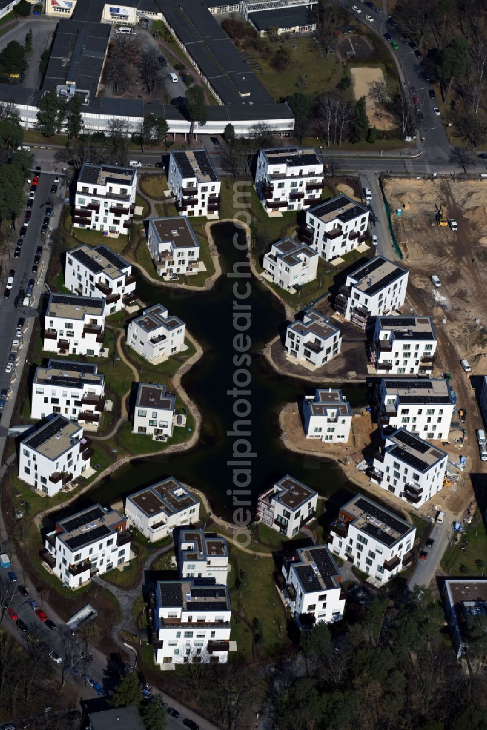 Berlin from above - Building construction residential complex Five morning Dahlem Urban Village of STOFANEL group in Berlin