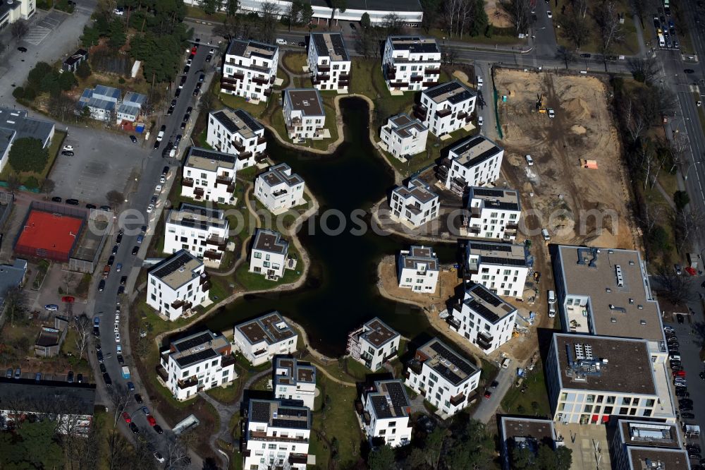 Berlin from the bird's eye view: Building construction residential complex Five morning Dahlem Urban Village of STOFANEL group in Berlin