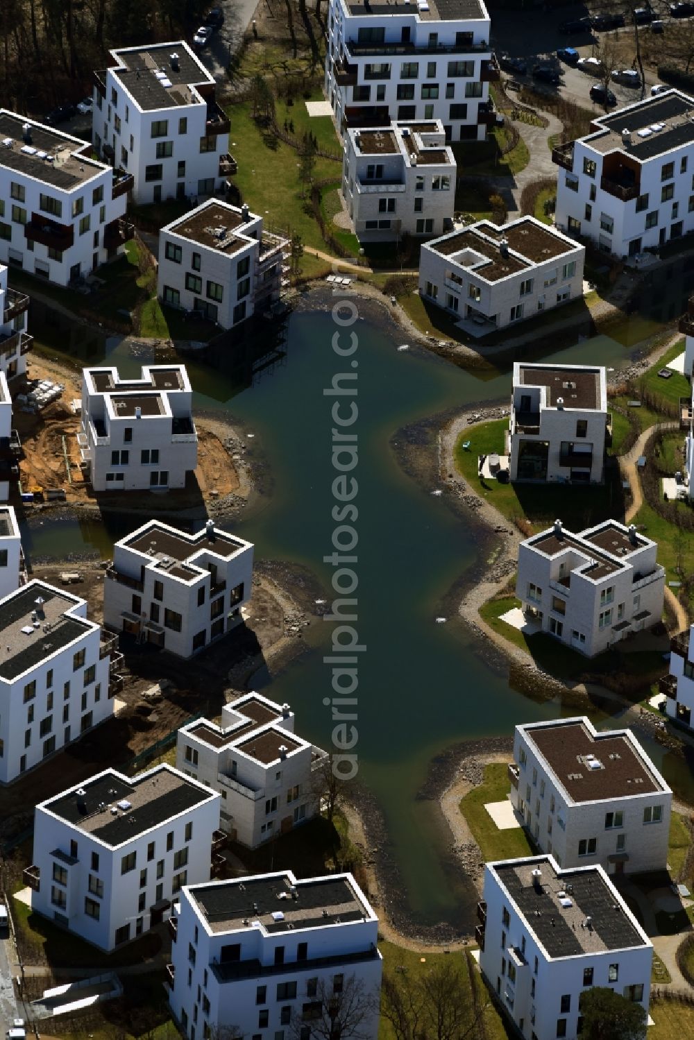 Aerial photograph Berlin - Building construction residential complex Five morning Dahlem Urban Village of STOFANEL group in Berlin