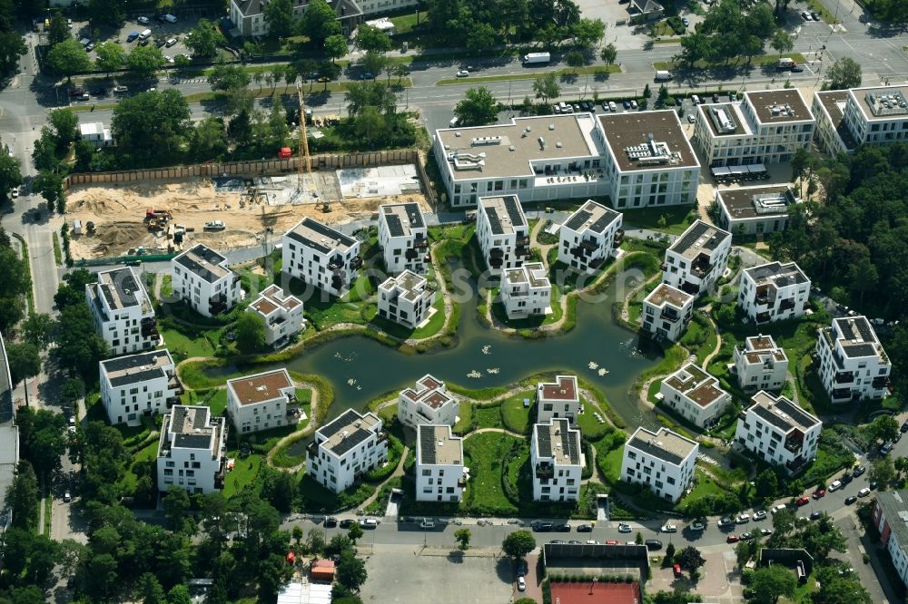 Aerial photograph Berlin - Building construction residential complex Five morning Dahlem Urban Village of STOFANEL group in Berlin