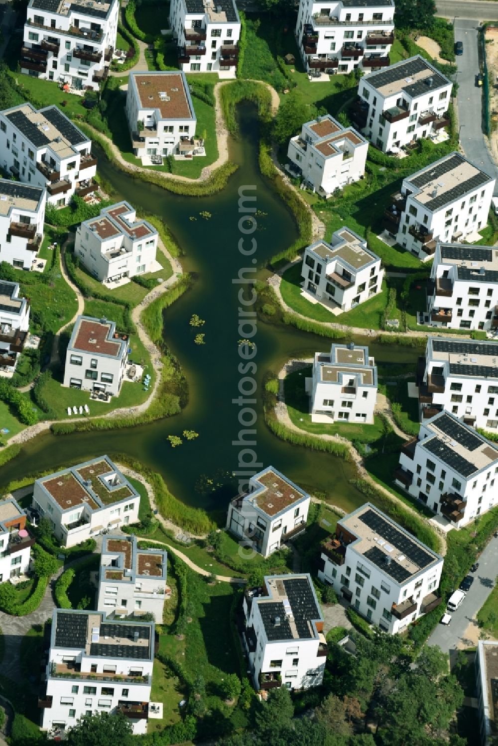 Berlin from the bird's eye view: Building construction residential complex Five morning Dahlem Urban Village of STOFANEL group in Berlin