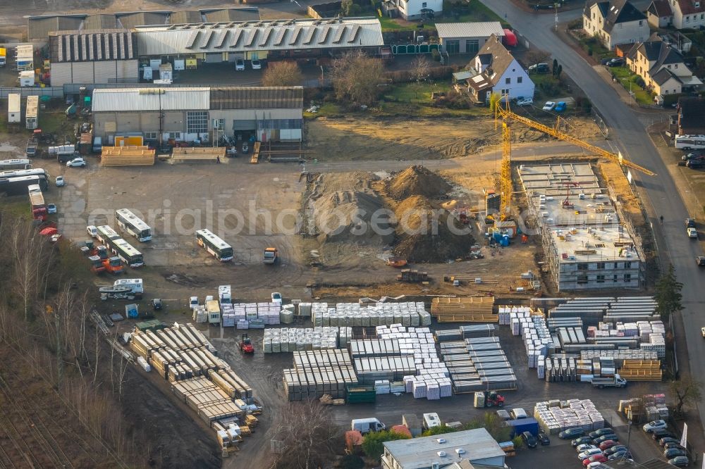 Haltern am See from the bird's eye view: Aerial view of the former Klostermann company site and construction site for the new construction of flats in Annabergstrasse in Haltern-Stadt in Haltern am See in the Ruhr region in North Rhine-Westphalia, Germany