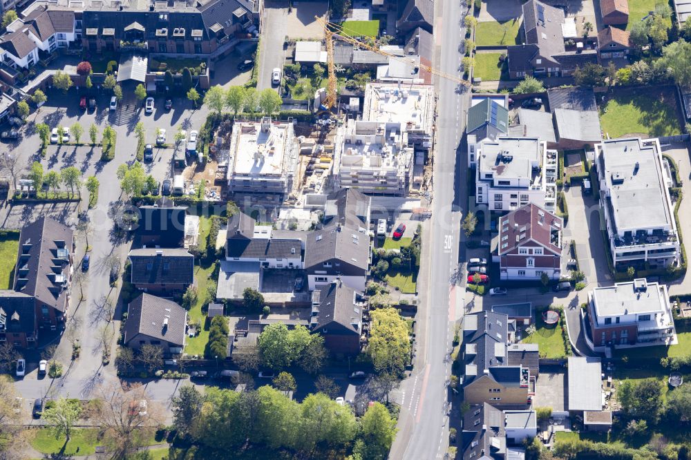 Aerial photograph Lank-Latum - Construction site for a residential building complex on Gonellastrasse in the district of Lank-Latum, city of Meerbusch in the federal state of North Rhine-Westphalia, Germany