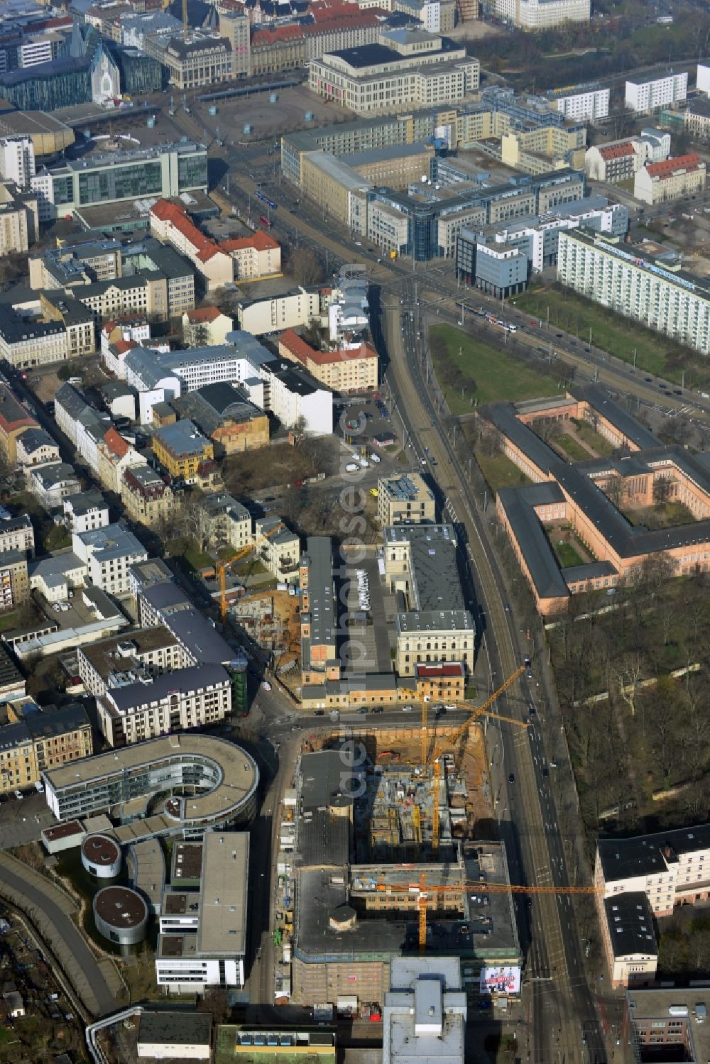 Leipzig from the bird's eye view: View of the new construction project LKG Carre in Leipzig in the state of Saxony