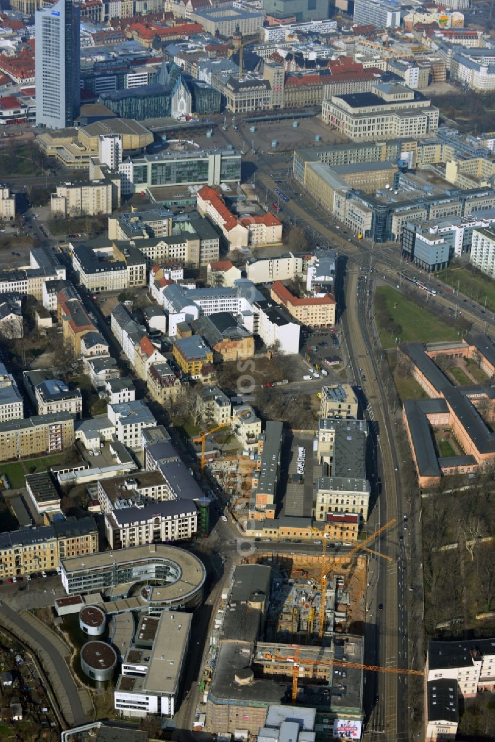 Aerial image Leipzig - View of the new construction project LKG Carre in Leipzig in the state of Saxony