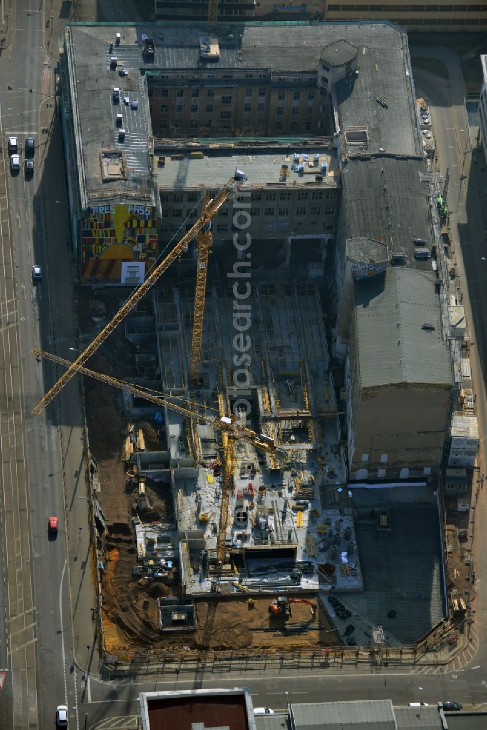 Leipzig from above - View of the new construction project LKG Carre in Leipzig in the state of Saxony