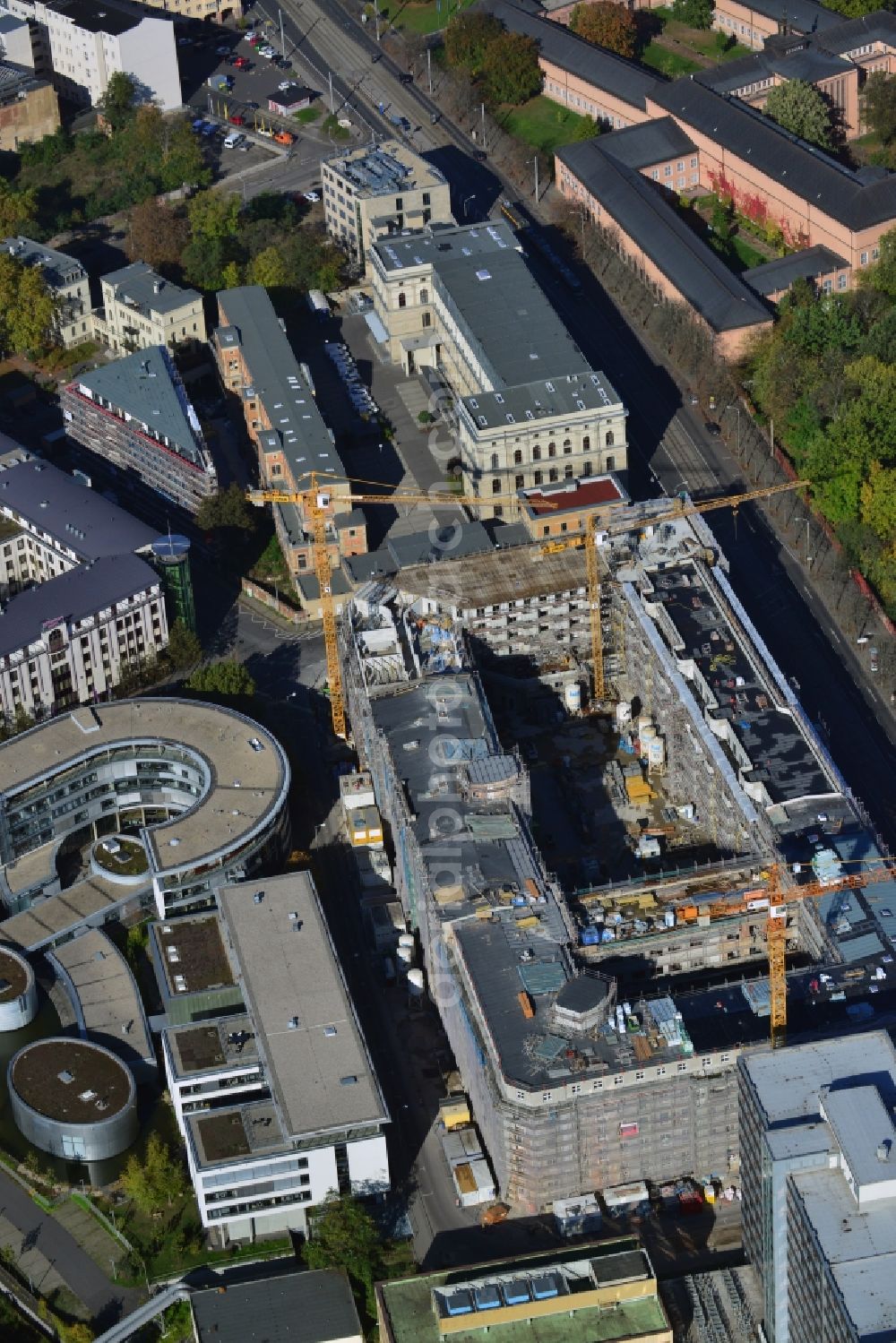 Leipzig from the bird's eye view: View of the new construction project LKG Carre in Leipzig in the state of Saxony