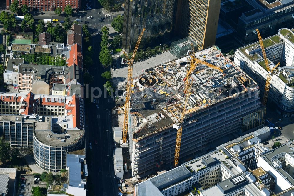 Aerial photograph Berlin - Construction site with pile foundation work for the foundation plate of the new building Axel Springer Campus - OMA to Krausenstrasse - Schuetzenstrasse in Berlin