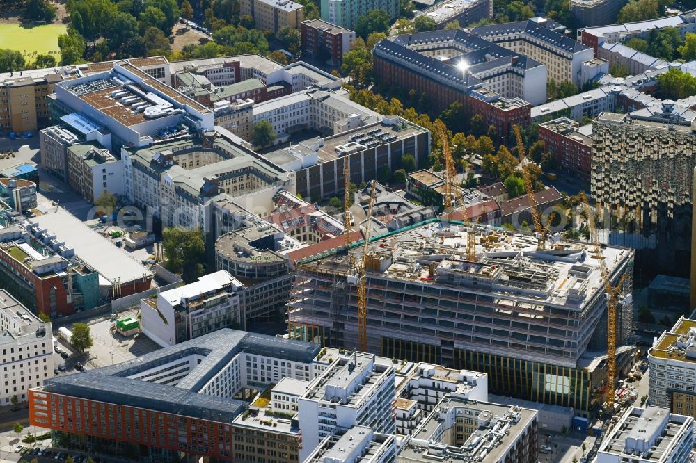 Aerial photograph Berlin - Construction site with pile foundation work for the foundation plate of the new building Axel Springer Campus - OMA to Krausenstrasse - Schuetzenstrasse in Berlin