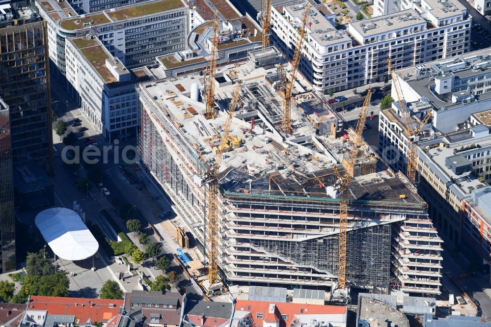 Aerial image Berlin - Construction site with pile foundation work for the foundation plate of the new building Axel Springer Campus - OMA to Krausenstrasse - Schuetzenstrasse in Berlin