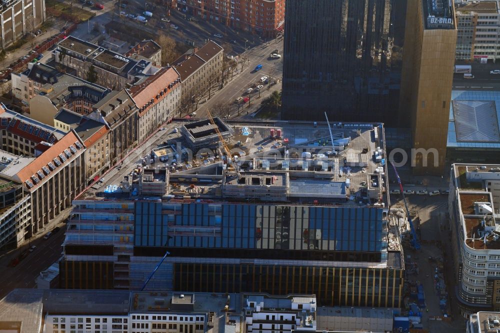 Aerial photograph Berlin - Construction site with pile foundation work for the foundation plate of the new building Axel Springer Campus - OMA to Krausenstrasse - Schuetzenstrasse in Berlin