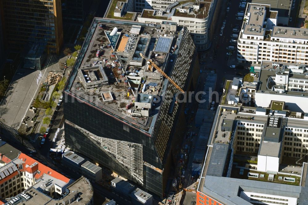 Aerial photograph Berlin - Construction site with pile foundation work for the foundation plate of the new building Axel Springer Campus - OMA to Krausenstrasse - Schuetzenstrasse in Berlin