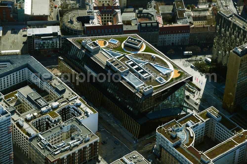 Berlin from the bird's eye view: Construction site with pile foundation work for the foundation plate of the new building Axel Springer Campus - OMA to Krausenstrasse - Schuetzenstrasse in Berlin