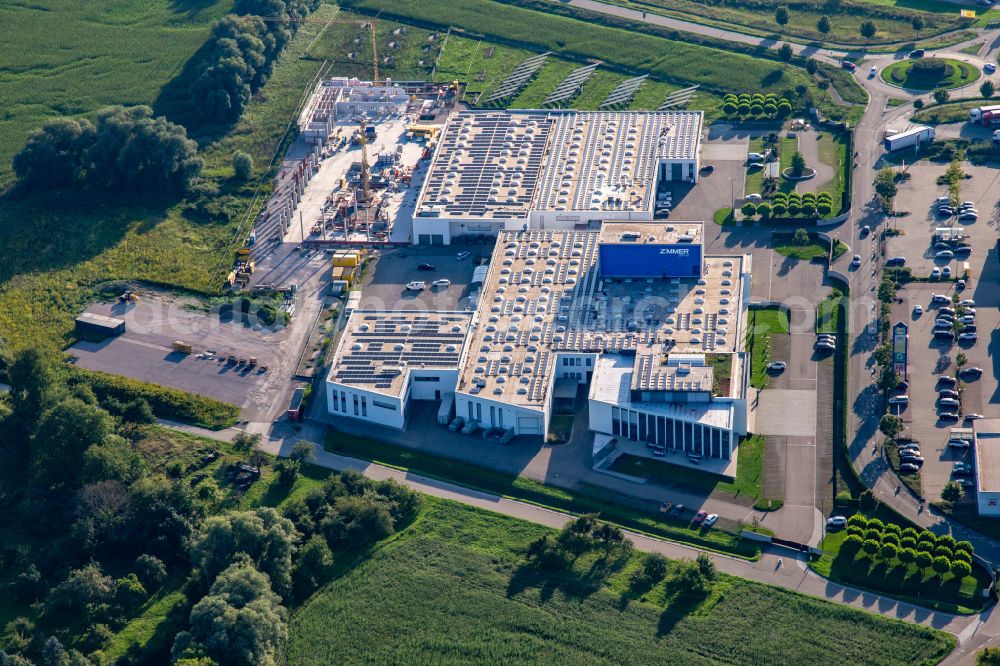 Aerial photograph Freistett - Company grounds and facilities of Zimmer Groupf on street Am Glockenloch in Freistett in the state Baden-Wuerttemberg, Germany