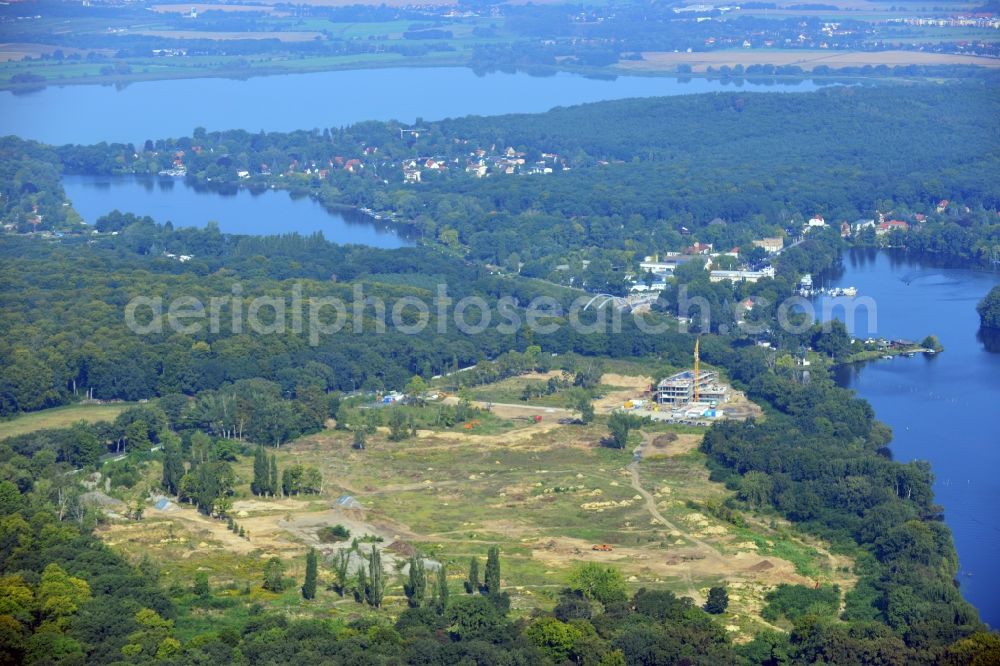 Potsdam from the bird's eye view: View at the construction site of a new building on the site of the former gray barracks of the russian army in Potsdam in the federal state of Brandenburg