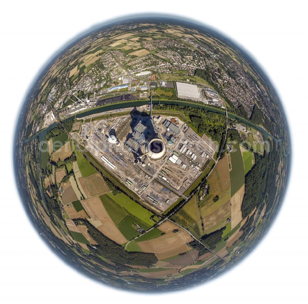 Datteln from above - View at the construction site of the new building hart coal power plant Datteln 4 in Datteln in the federal state of North Rhine-Westphalia. It aims to improve the environmental balance in the region by 20%. It is operated by E.ON power plants Ltd