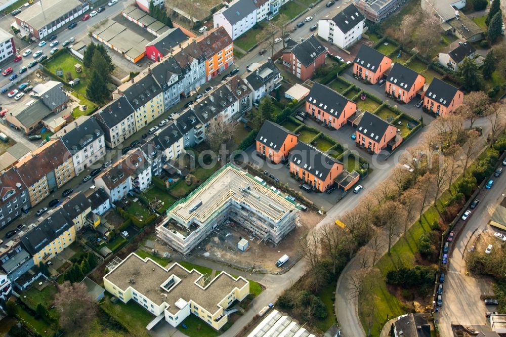 Aerial photograph Witten - Construction site in residential area of Jonnes Busch Weg in Witten in the state North Rhine-Westphalia