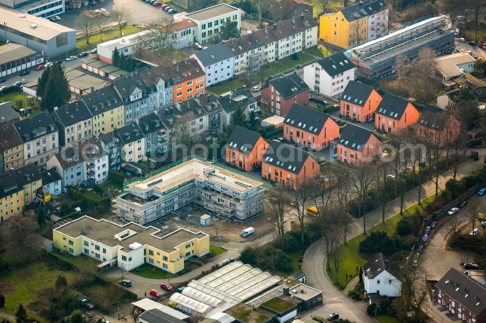 Witten from above - Construction site in residential area of Jonnes Busch Weg in Witten in the state North Rhine-Westphalia